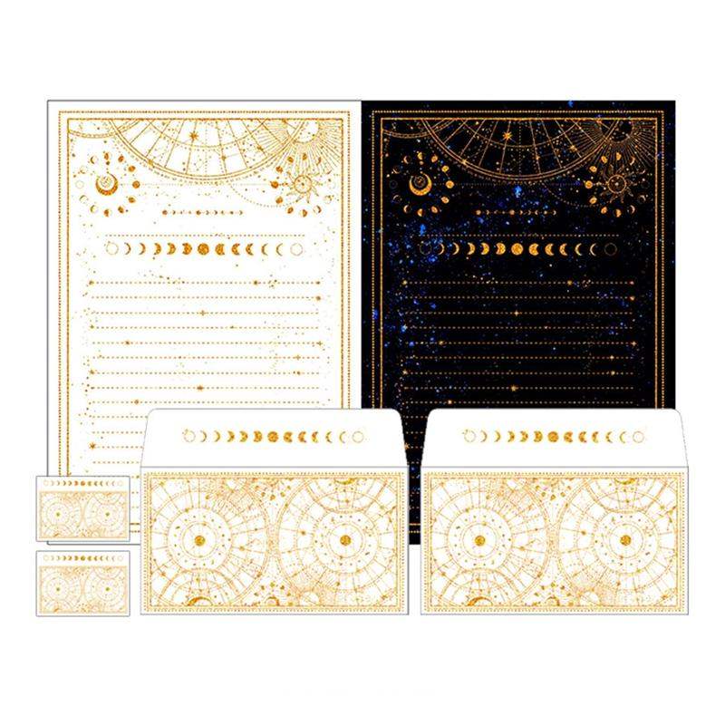 Libet - A5 Gold Leaf Moon Memo Set - Libet - Stationary - Harumio