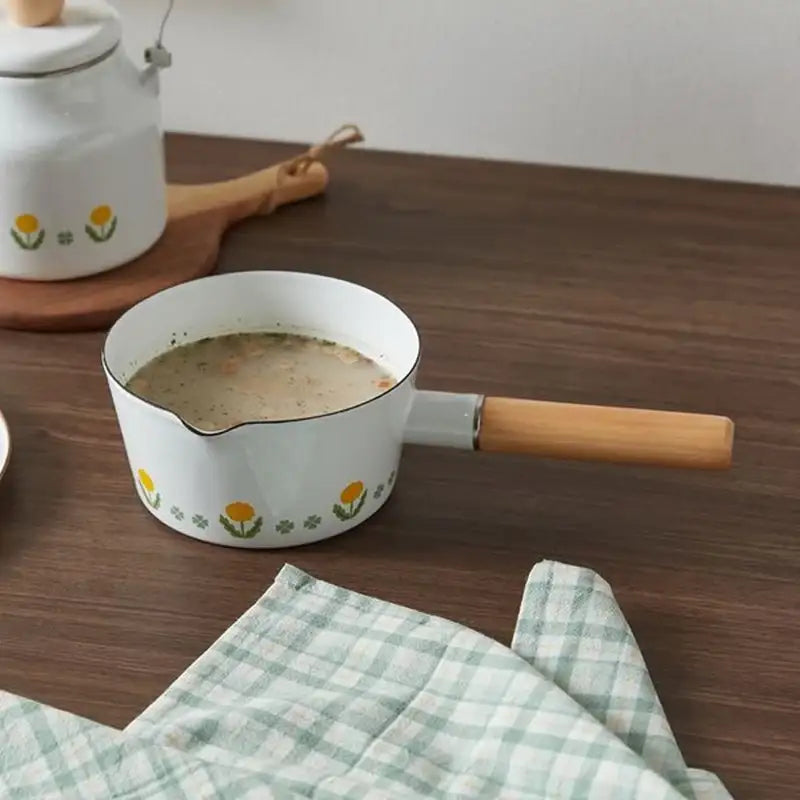 Korean L Dandelion - Enamel Milk Pan - Modern House - Kitchenware - Harumio Korean L Dandelion - Enamel Milk Pan - Modern House - Kitchenware - Harumio