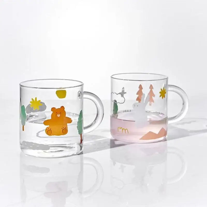 Korean ON Little Buddy - Glass Mug Set 2P - Modern House - Tableware - Harumio