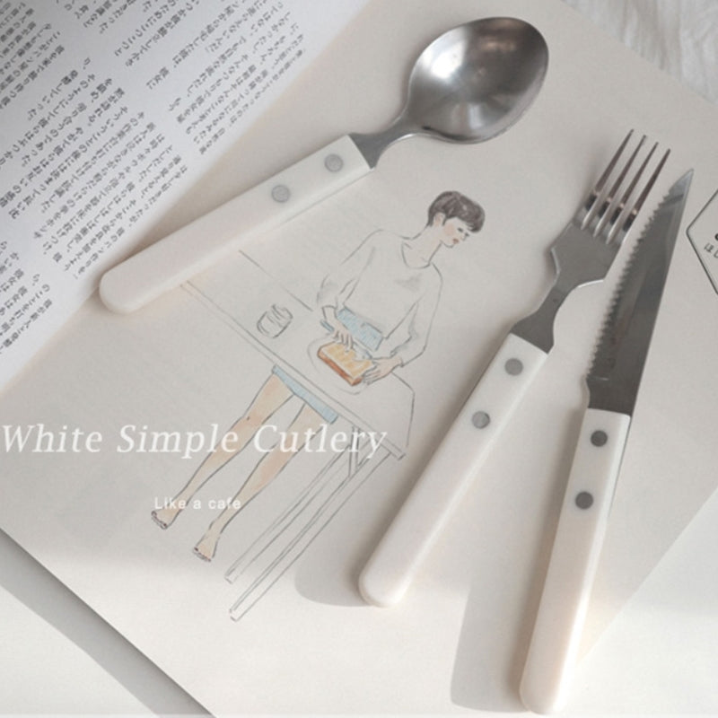 Like A Cafe - White Simple Cutlery