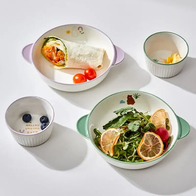 Korean Little Buddy Pom Pom - Two-Handled Bowl and Sauce Bowl 4P Set - Modern House - Bowls - Harumio