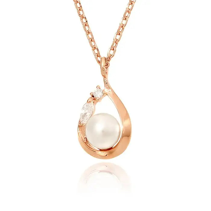 OST - Shining Pearl Rose Gold Necklace in Water Drops - OST - Jewelry - Harumio