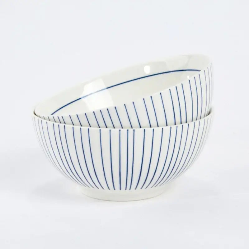 Korean L Blue Line Noodles Bowl Set For 2 - Modern House - Kitchenware - Harumio Korean L Blue Line Noodles Bowl Set For 2 - Modern House - Kitchenware - Harumio