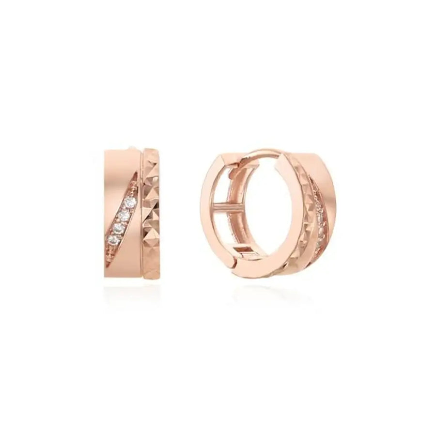 CLUE - Diagonal Cubic One-Touch Ring Earrings - CLUE - Jewelry - Harumio