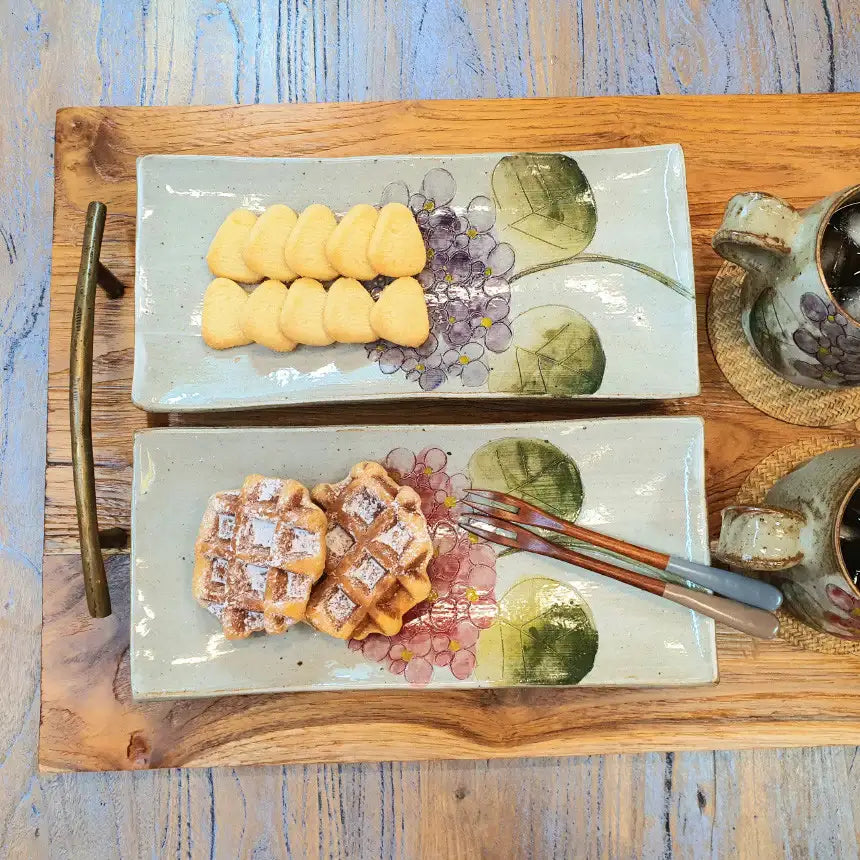 Bosan Pottery - Hydrangea Handmade Porcelain Rectangular Plate - Bosan Pottery - Home & Living, Accessories - Harumio