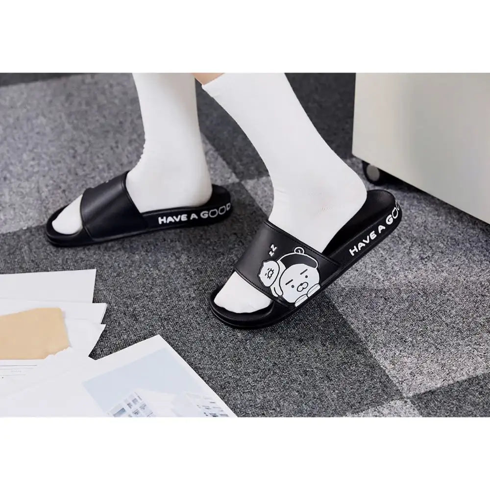 Kakao Friends - Black & White PU Slippers - Kakao Friends - Home & Living, Accessories - Harumio
