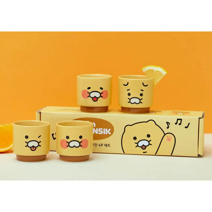 Kakao Friends - Choonsik Ceramic Soju Cup Set (4pcs) - Kakao Friends - Home & Living, Accessories - Harumio