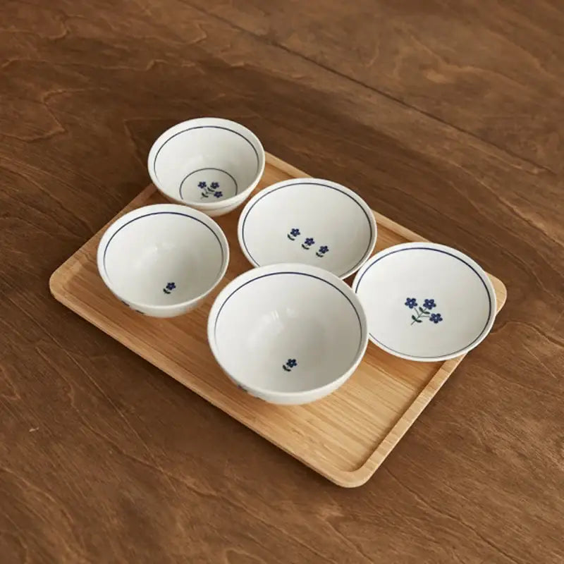 Korean L ON Flower Marie Hansang Dinnerware Set 5P & Bamboo Tray - Modern House - Kitchenware - Harumio
