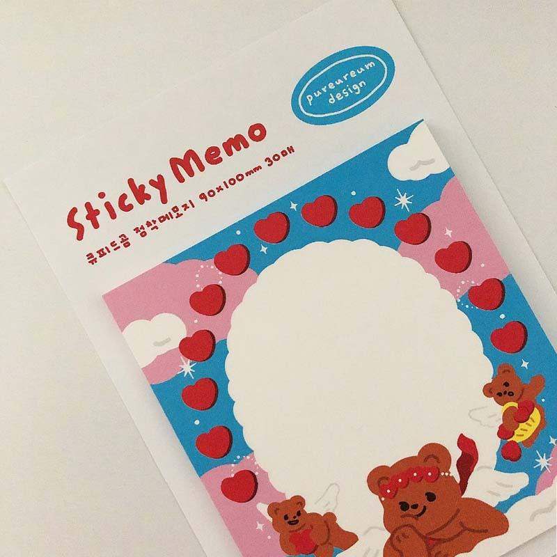 Pureureumdesign x 10x10 - Cupid Bear Sticky Notes - Pureureumdesign - Stationery - Harumio