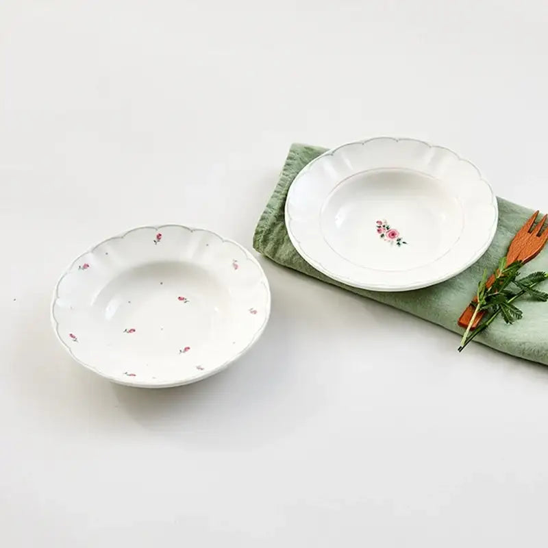 Korean L Rose in the Spring - Front Plate 2P - Modern House - Plates - Harumio