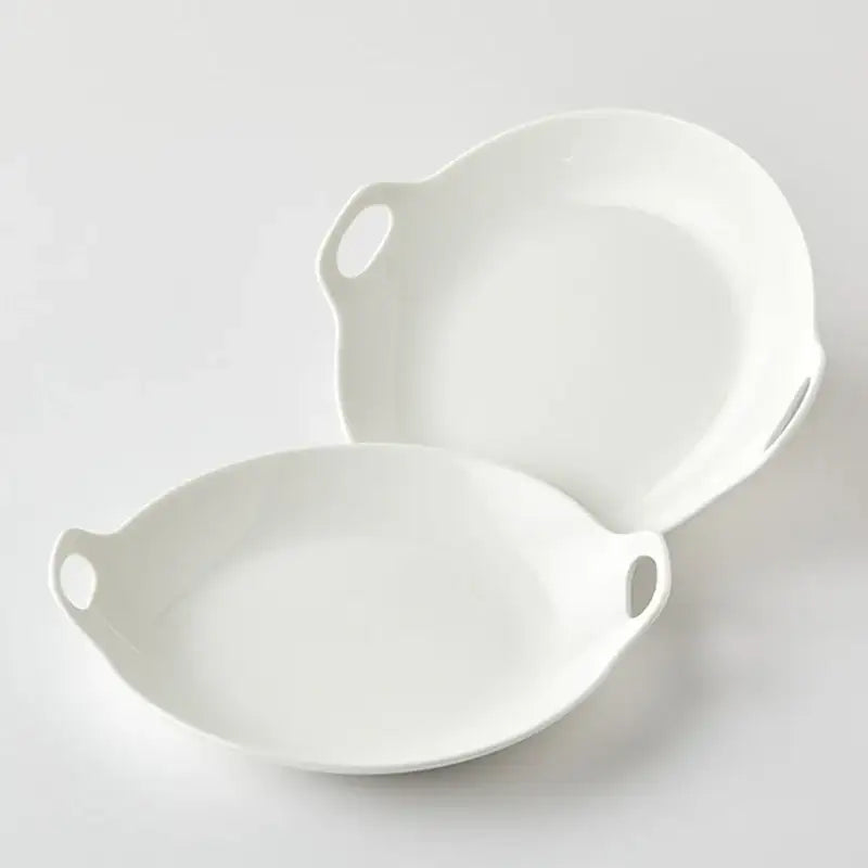 Korean WOW Daily Double Handle Round Plate 2P Set - Modern House - Kitchenware - Harumio Korean WOW Daily Double Handle Round Plate 2P Set - Modern House - Kitchenware - Harumio