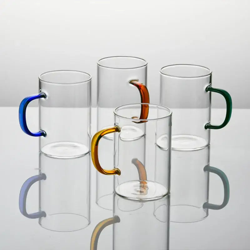 Korean ON - Daily Color Handle Heat Resistant Glass Mug 4P Set - Modern House - Kitchenware - Harumio