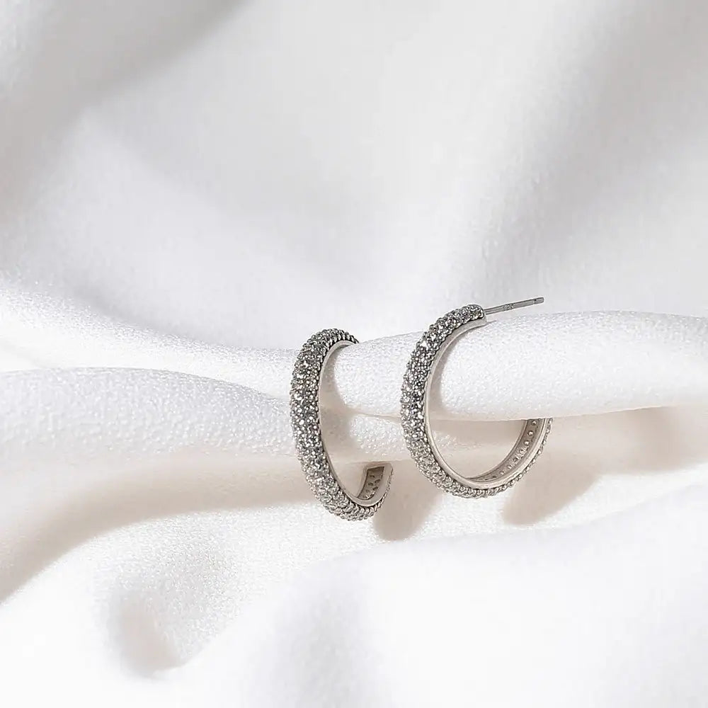 CLUE - Pin Type Cubic Silver Ring Earrings - CLUE - Jewelry - Harumio CLUE - Pin Type Cubic Silver Ring Earrings - CLUE - Jewelry - Harumio
