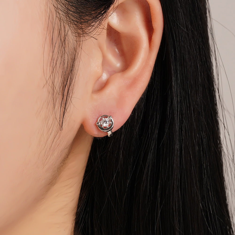 OST - Lucky Lock Horseshoe One-Touch Silver Earring