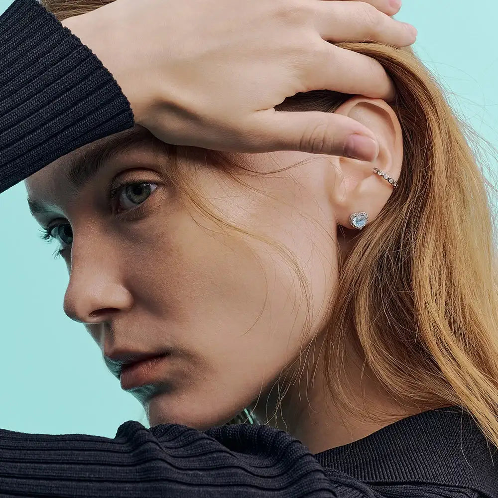 OST - Simulated Diamond Halo Colored Heart Earring - OST - Jewelry - Harumio OST - Simulated Diamond Halo Colored Heart Earring - OST - Jewelry - Harumio