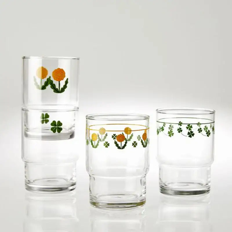 Korean L Dandelion - Clover Glass Cup 4P - Modern House - Tableware - Harumio