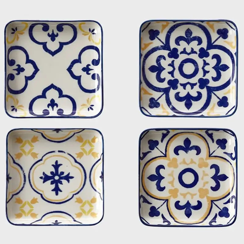 Korean Lemon Persian Square Plate 4P Set - Modern House - Kitchenware - Harumio