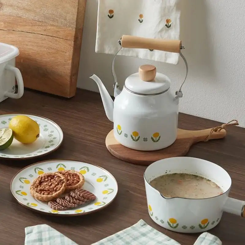 Korean L Dandelion - Enamel Milk Pan - Modern House - Kitchenware - Harumio Korean L Dandelion - Enamel Milk Pan - Modern House - Kitchenware - Harumio