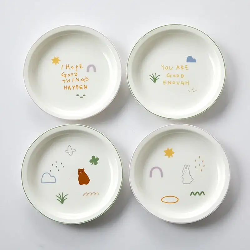 Korean Little Buddy Pom Pom - Plate 4P Set - Modern House - Plates - Harumio
