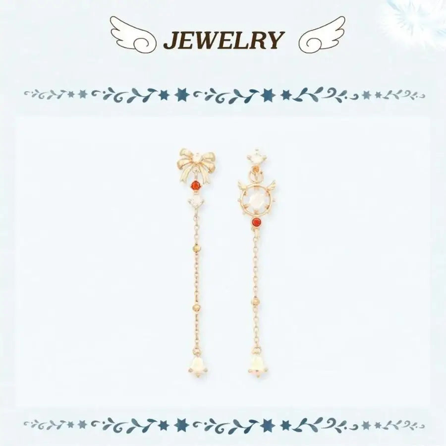 OST x Cardcaptor Sakura - Dream Key and Ribbon Silver Drop Earring - OST - Jewelry - Harumio