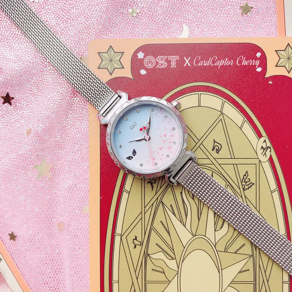 OST x Cardcaptor Sakura - Crow Card Cherry Blossom Mesh Watch - OST - Watches - Harumio