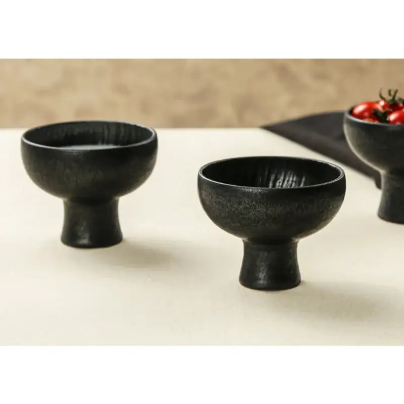 Chaora - Black Dessert Bowl & Rice Wine Glass - Chaora - Tableware - Harumio Chaora - Black Dessert Bowl & Rice Wine Glass - Chaora - Tableware - Harumio
