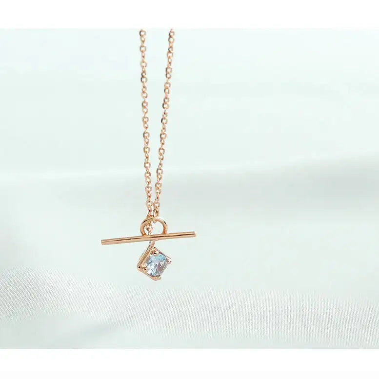 OST - Aquamarine 2-Way Toggle Bar Silver Necklace - OST - Jewelry - Harumio