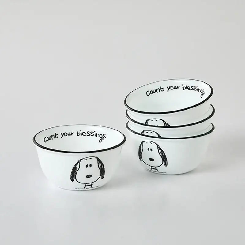Corelle x Peanuts - Snoopy and Charlie - Rice Bowl 4P Set - Modern House - Tableware - Harumio
