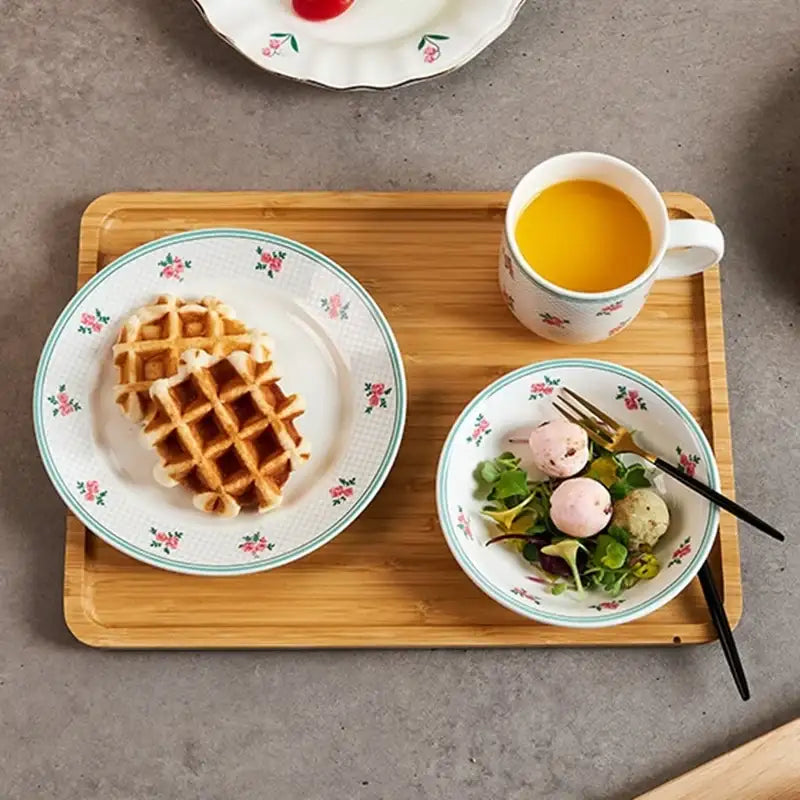 Korean L Retro Brunch Set & Bamboo Tray - Modern House - Kitchenware - Harumio