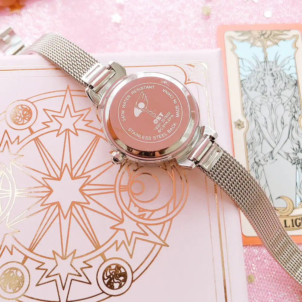 OST x Cardcaptor Sakura - Crow Card Cherry Blossom Mesh Watch - OST - Watches - Harumio OST x Cardcaptor Sakura - Crow Card Cherry Blossom Mesh Watch - OST - Watches - Harumio