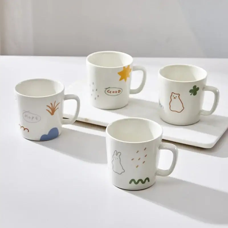 Korean Little Buddy Pom Pom - Mug 4P Set - Modern House - Mugs - Harumio Korean Little Buddy Pom Pom - Mug 4P Set - Modern House - Mugs - Harumio