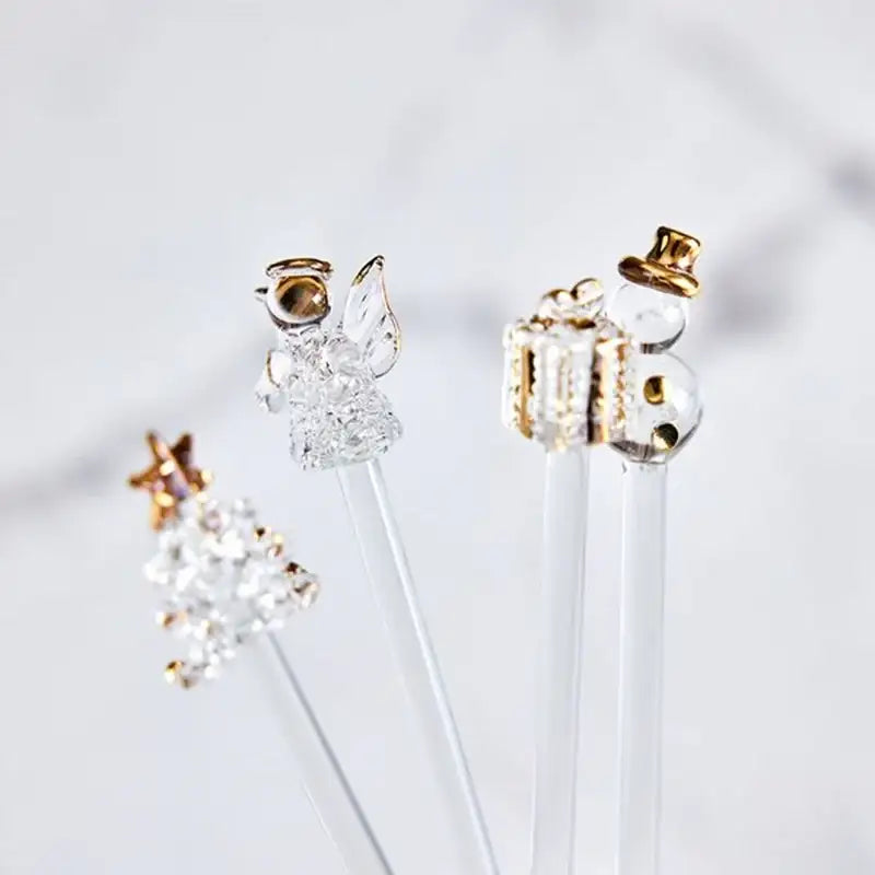 Korean Winter Story - Gold Glass Muddler Stick 4P Set - Modern House - Cutlery - Harumio Korean Winter Story - Gold Glass Muddler Stick 4P Set - Modern House - Cutlery - Harumio