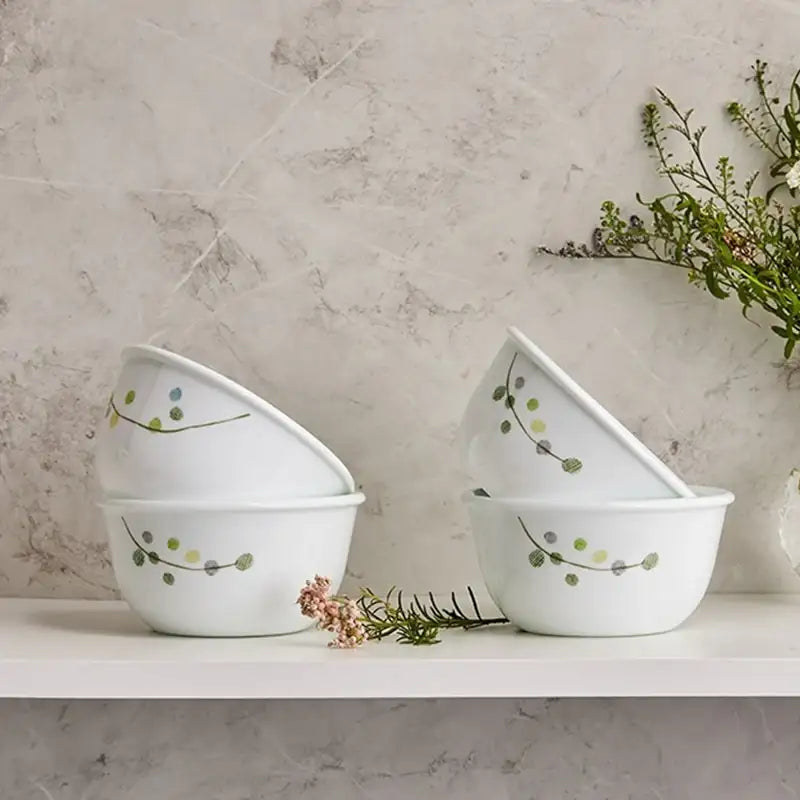 Korean Corel Green Delight - Rice Bowl 4P Set - Modern House - Bowls - Harumio Korean Corel Green Delight - Rice Bowl 4P Set - Modern House - Bowls - Harumio