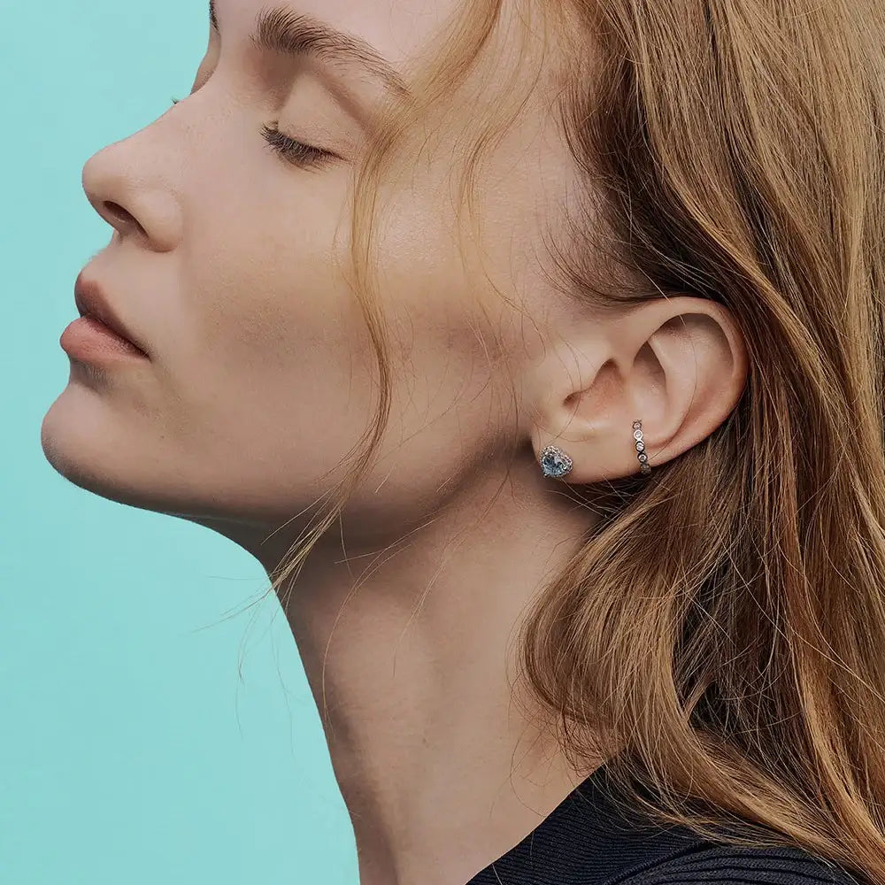 OST - Simulated Diamond Halo Colored Heart Earring - OST - Jewelry - Harumio OST - Simulated Diamond Halo Colored Heart Earring - OST - Jewelry - Harumio