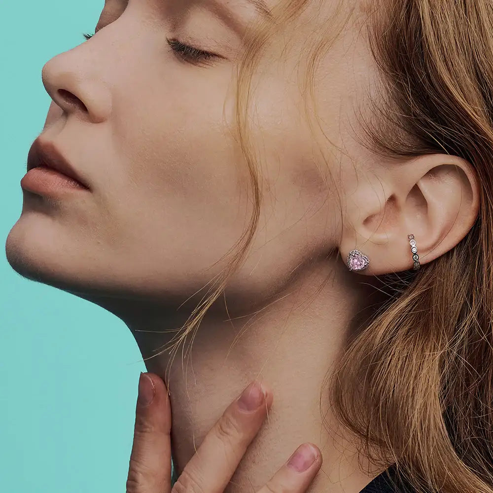 OST - Simulated Diamond Halo Colored Heart Earring - OST - Jewelry - Harumio OST - Simulated Diamond Halo Colored Heart Earring - OST - Jewelry - Harumio