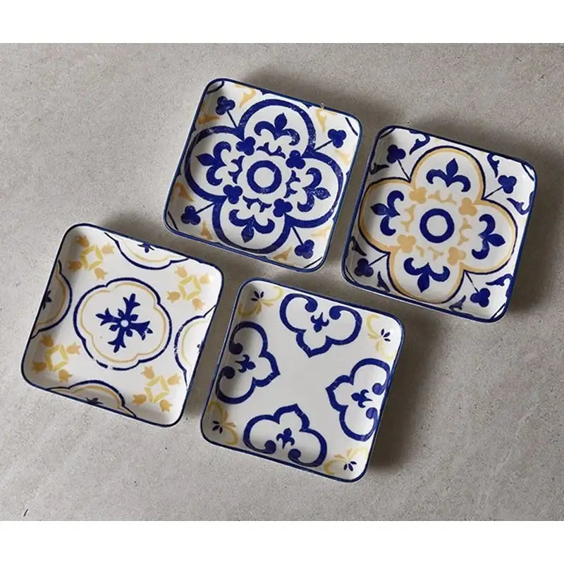 Korean Lemon Persian Square Plate 4P Set - Modern House - Kitchenware - Harumio Korean Lemon Persian Square Plate 4P Set - Modern House - Kitchenware - Harumio