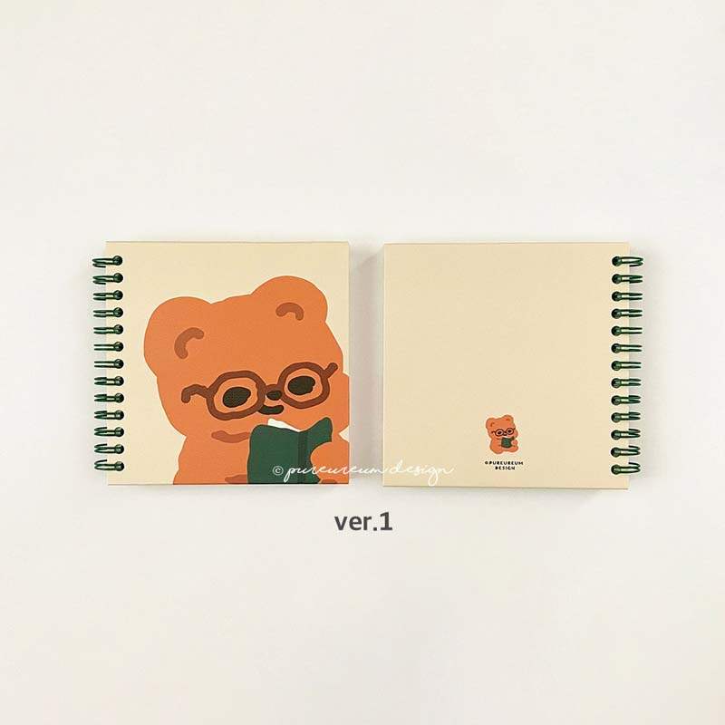 Pureureumdesign x 10x10 - Cupid Bear Square Grid Notebook - Pureureumdesign - Stationery - Harumio Pureureumdesign x 10x10 - Cupid Bear Square Grid Notebook - Pureureumdesign - Stationery - Harumio