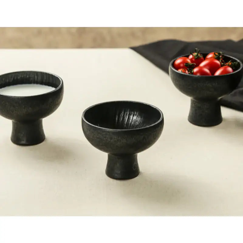 Chaora - Black Dessert Bowl & Rice Wine Glass - Chaora - Tableware - Harumio