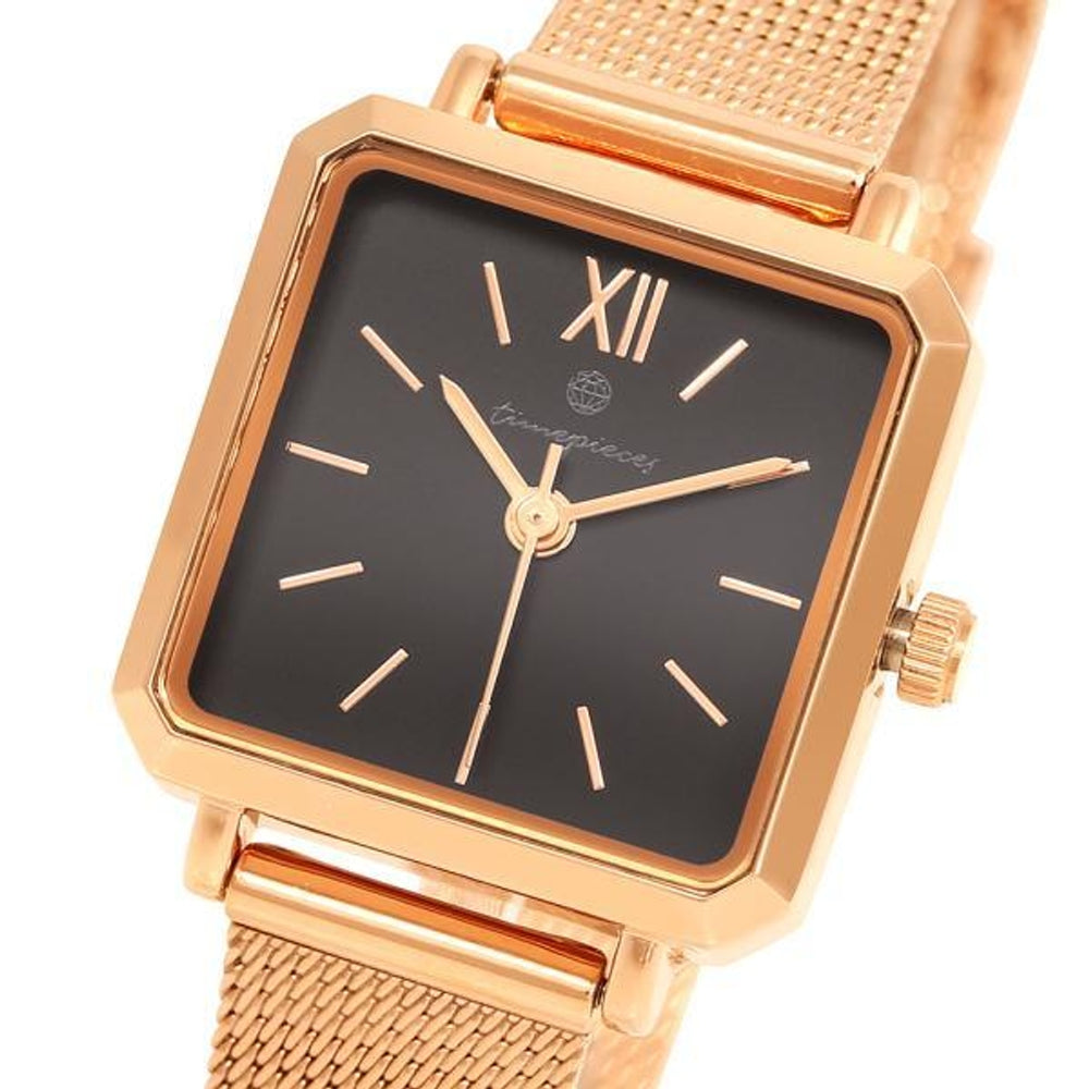 OST - Dreams and Luck Square Black Rose Gold Women's Mesh Watch