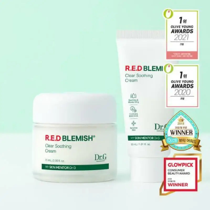 Dr.G R.E.D BLEMISH クリーム 美容液 セット Olive Young - Dr.G Red Blemish Clear Soothing Cream Set – Harumio