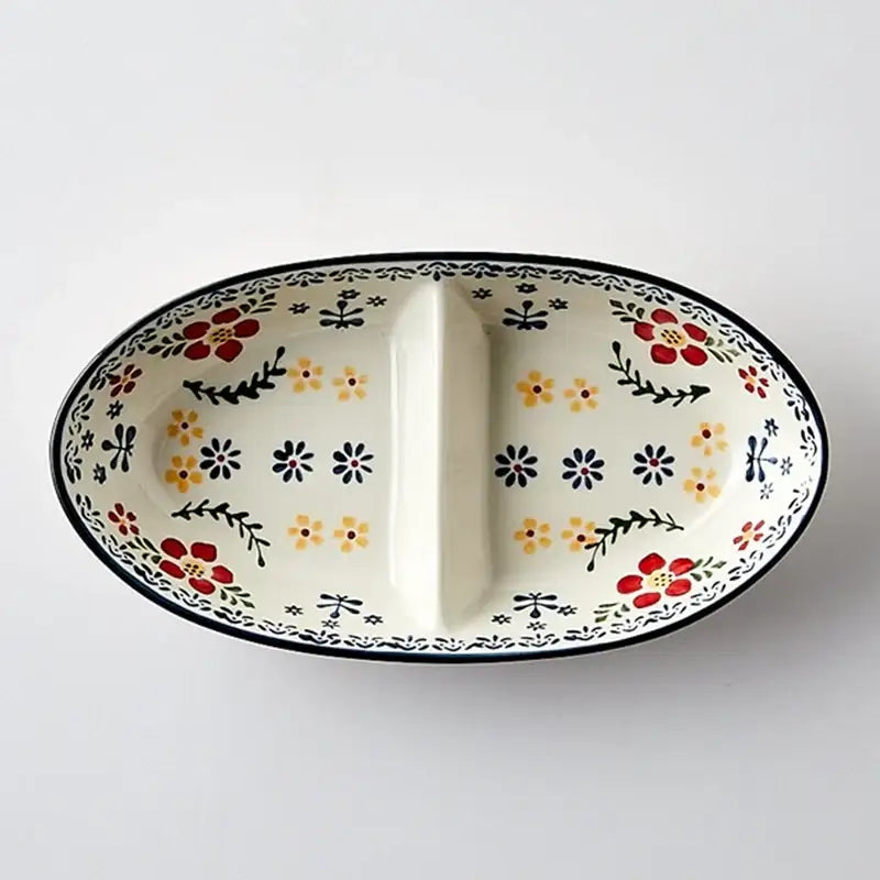 Korean Fatima - Oval Two Compartment Plate - Modern House - Home & Living - Harumio