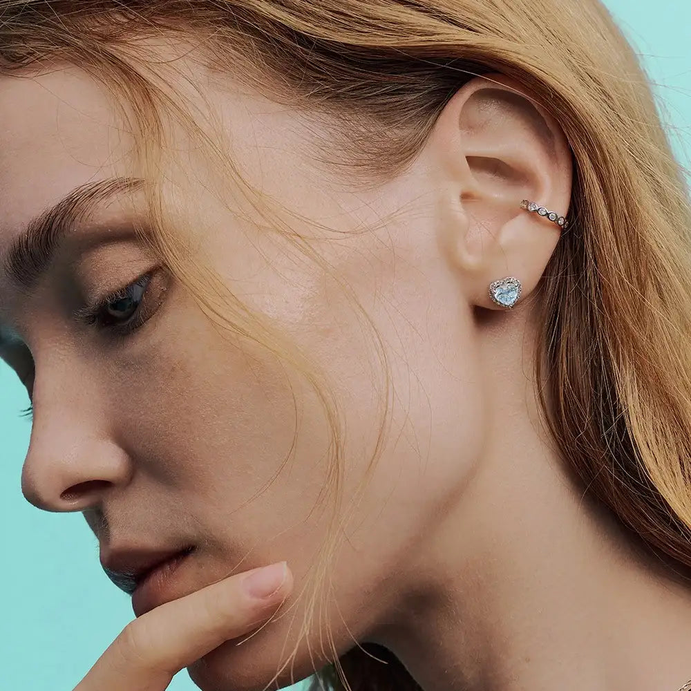 OST - Simulated Diamond Halo Colored Heart Earring - OST - Jewelry - Harumio OST - Simulated Diamond Halo Colored Heart Earring - OST - Jewelry - Harumio