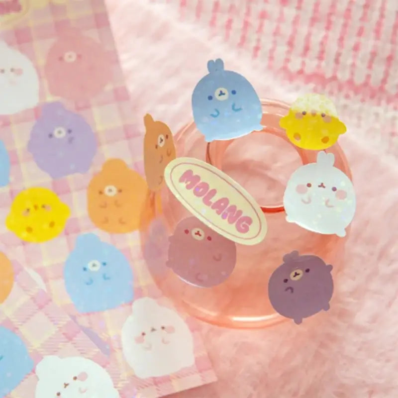Molang - Pastel Hologram Seal Sticker - Molang - Decorative Stickers - Harumio