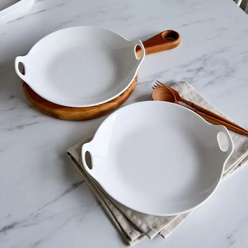 Korean WOW Daily Double Handle Round Plate 2P Set - Modern House - Kitchenware - Harumio