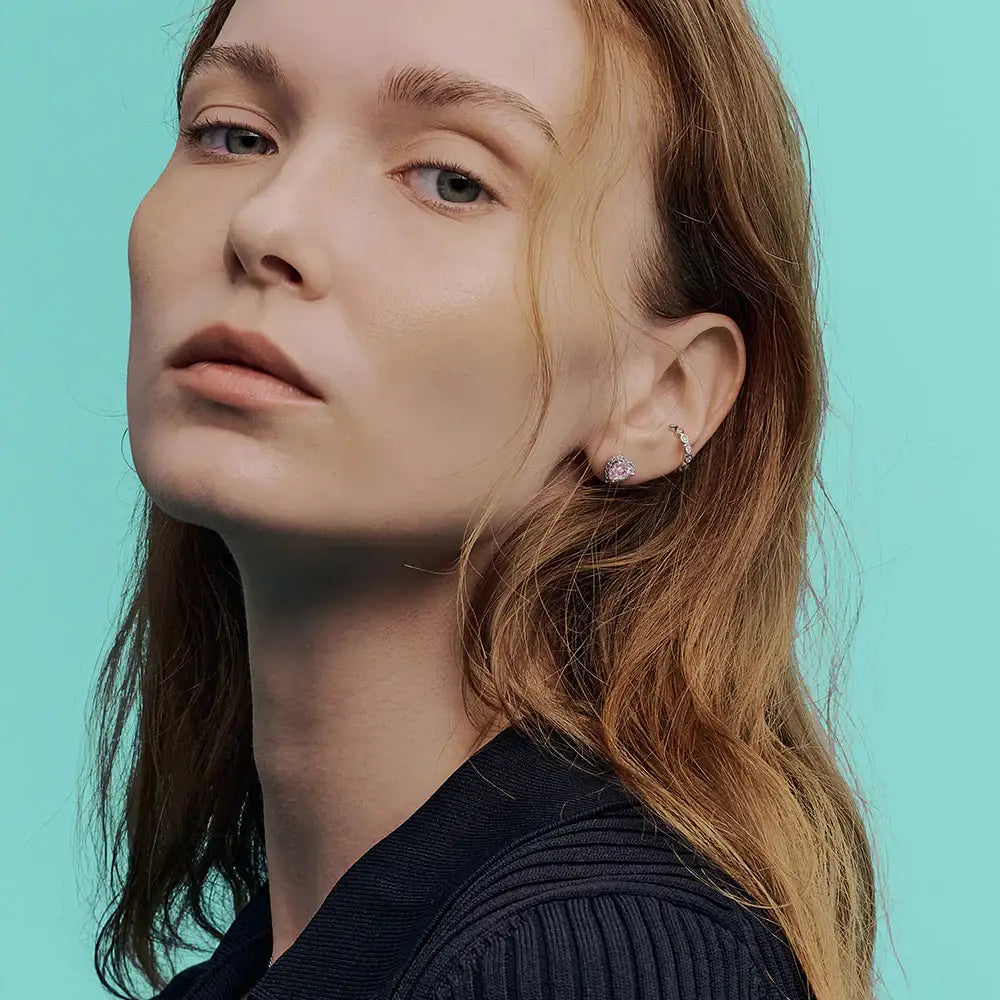 OST - Simulated Diamond Halo Colored Heart Earring - OST - Jewelry - Harumio OST - Simulated Diamond Halo Colored Heart Earring - OST - Jewelry - Harumio