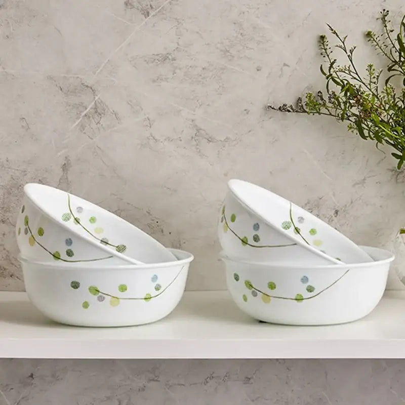 Korean Corel Green Delight - Soup Bowl 4P Set - Modern House - Bowls - Harumio
