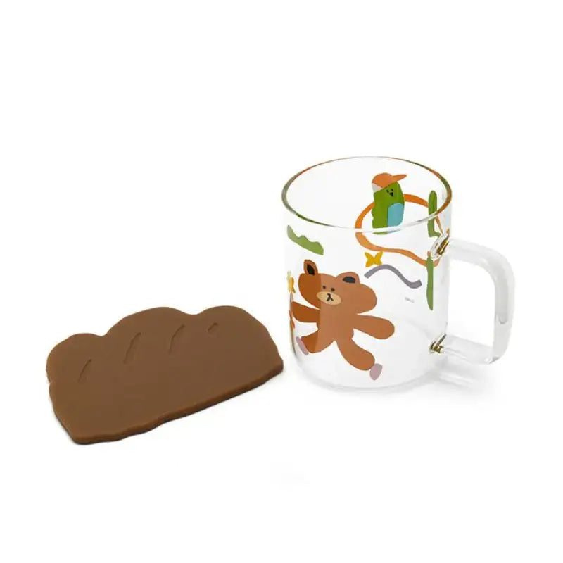 Line Friends - Glass Mug & Coaster Set - Line Friends - Tableware - Harumio Line Friends - Glass Mug & Coaster Set - Line Friends - Tableware - Harumio