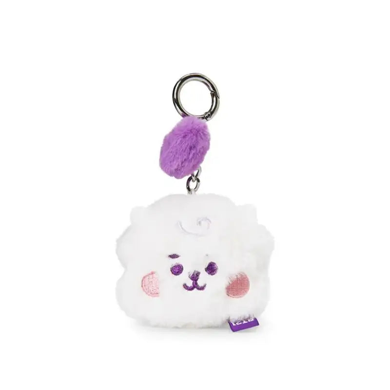 BT21 - Baby Flat Fur Face Bag Charm - Purple Heart Edition - BT21 - Keyring - Harumio BT21 - Baby Flat Fur Face Bag Charm - Purple Heart Edition - BT21 - Keyring - Harumio