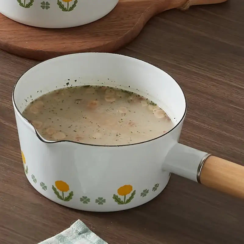 Korean L Dandelion - Enamel Milk Pan - Modern House - Kitchenware - Harumio