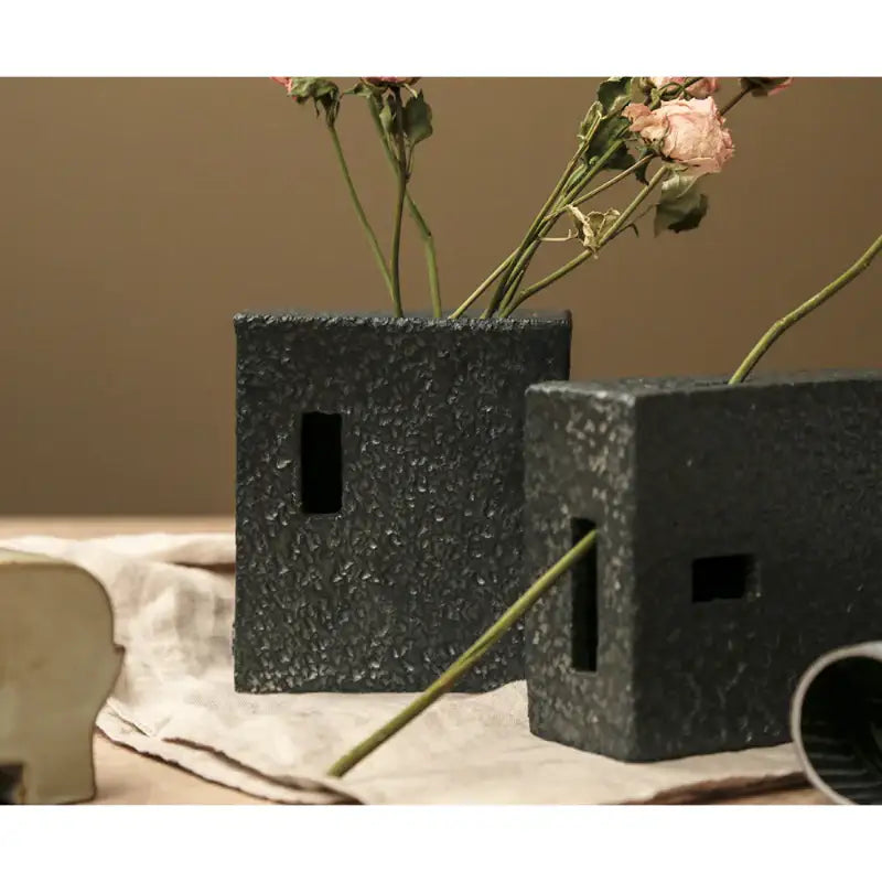 Chaora - Black Brick Vase - Chaora - Tableware - Harumio Chaora - Black Brick Vase - Chaora - Tableware - Harumio